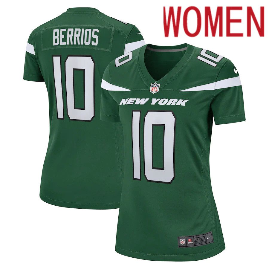 Women New York Jets #10 Braxton Berrios Nike Gotham Green Game NFL Jersey->women nfl jersey->Women Jersey